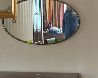 Oval Vanity Mirror with Brass Frame