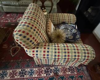 Vintage Plaid Upholstered Armchair
