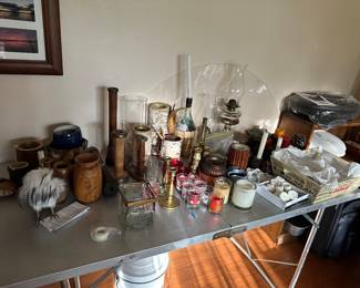 SPINDLES, POTTERY, CANDLES, CANDLESTICKS