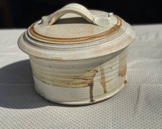 Flaxton Australia Stoneware Canister - signed by artist on bottom
