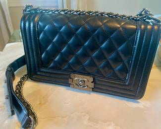 Authentic Chanel Black Calfskin Boy Bag 