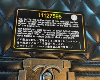 Authentic Chanel Black Calfskin Boy Bag 