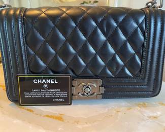 Authentic Chanel Black Calfskin Boy Bag 