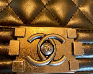 Authentic Chanel Black Calfskin Boy Bag 