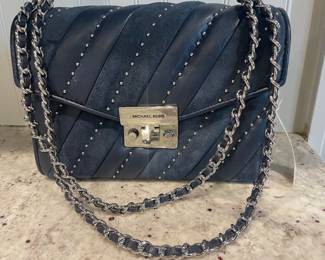 New with Tags Michael Kors navy shoulder flap leather purse 