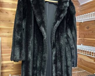Faux fur full length coat