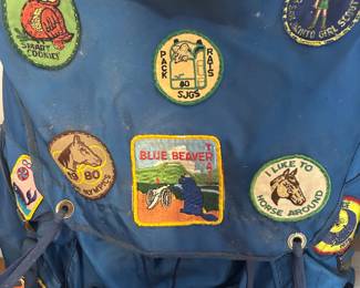 Backpack with vintage patches