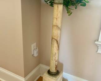 Alabaster pedestal plant stand 