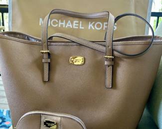 Michael Kors leather carryall tote & travel pouch 