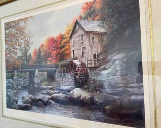 Water Mill Scene Art Print, Signed Donald Boncelo & #113/300