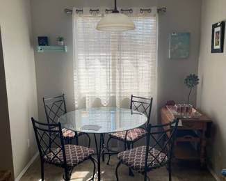 Cast iron glass table & chairs