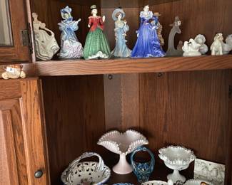 Johnson Brothers, Royal Doulton and Coalport figurines - Glassware including Fenton and depression glass
