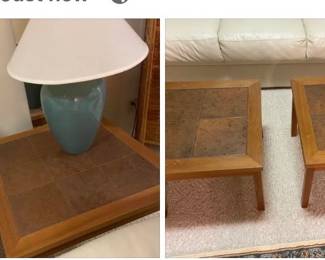 Nice slate top side table and two end tables that can serve as a coffee table