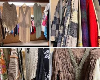 Great selection of women's clothing including vintage items AND fur coats in the next photo!