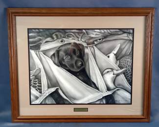 Robert Barnette, Rig Of Black - Black Lab, Signed And Numbered 121/2500, Framed And Matted, 32" x 26" 