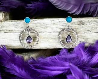 Nicky Butler Amethyst  Turquoise Sterling Silver Earrings