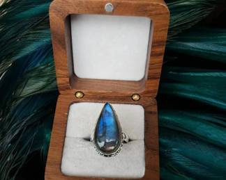 Fiery Labradorite Ring  Tested  Size 8.5  See Video