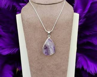 Teardrop Banded Amethyst Necklace