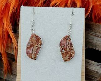 Earthy Asteroid Jasper Dangle Earrings  Tested