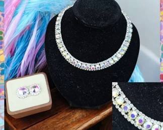 Aurora Borealis Choker Necklace  Earring Set