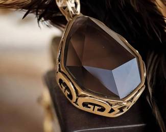 Smoky Quartz BARSE Pear Shaped Pendant