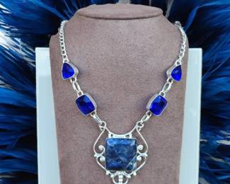 Sodalite And Blue Crystal Statement Necklace