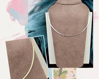  03 JewelAmerica ZRW 10kt Gold Reversible Omega Chain Necklace  White  Yellow Gold