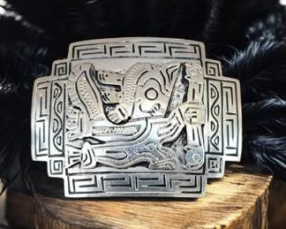 Sterling 900 Silver Vintage Peruvian Brooch  Andean  Mayan  14.52 Grams