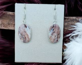 Elegant Coconut Jasper Oval Dangle Earrings  Tested