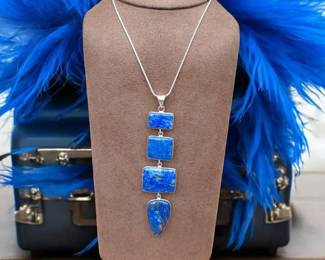 Unique Statement Lapis Lazuli Necklace  Tested
