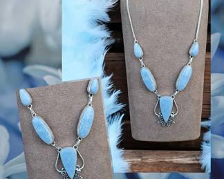 Light Blue Angelite Necklace  Tested