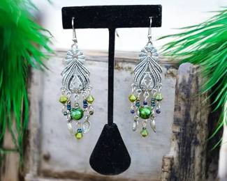 Bohemian Marbled Stone Chandelier Earrings