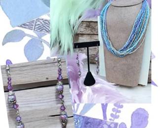 Ombre MultiStrand Necklace  Drop Dangle Earrings