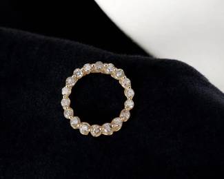  01 Radiant 14kt Gold JWBR Diamond Circle Pendant  Tested