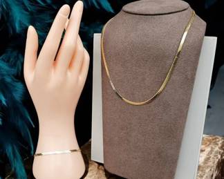 Vintage Herringbone Necklace  Bracelet Set