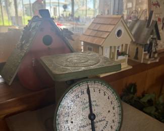 vintage scale, birdhouses