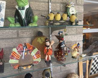 vintage ceramic frog figurine, bird decor, Thanksgiving and Fall decor