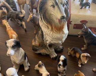 large porcelain dog collection