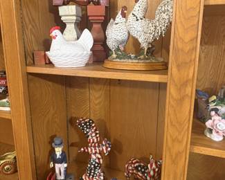 chicken, roosters, July 4th decor