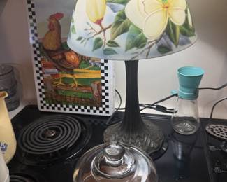 Reverse-painted glass lamp