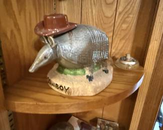 Vintage Jim Beam armadillo whiskey decanter