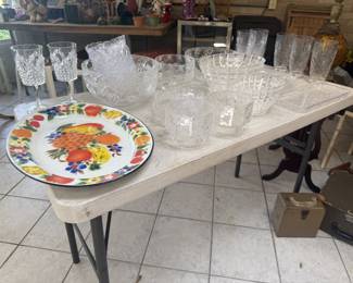 large fruit platter, beautiful collection of glass