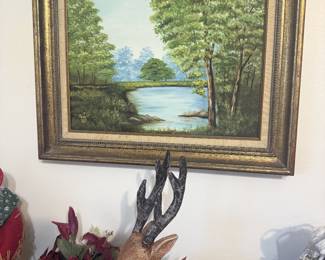 Framed oil landscape