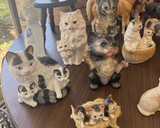 large porcelain cat collection