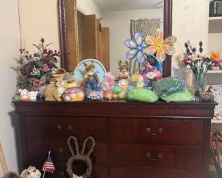 beautiful dresser with mirror, Easter decor