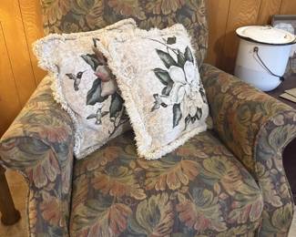 floral upholstered accent armchair