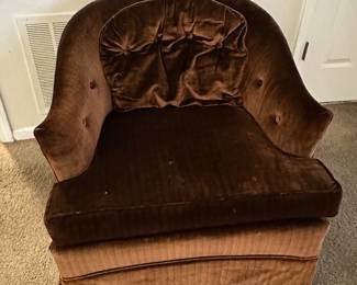 Crushed velvet upholstered armchair