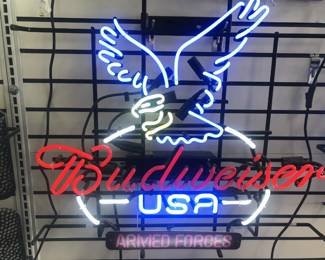Budweiser Armed Forces Eagle Neon Bar Light