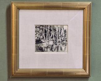 Marbury Sowerwells Forrest and Stream Etching