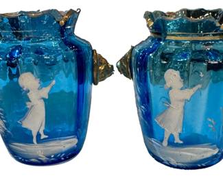 Mary Gregory Blue Vases